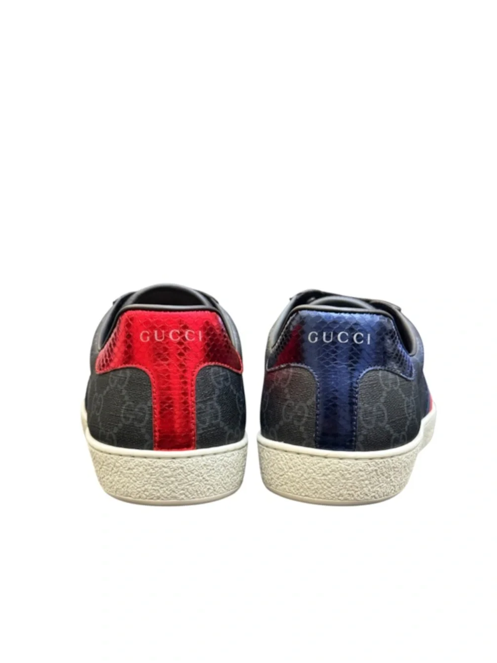 GUCCI - BLACK GREY COATED CANVAS LEATHER “ACE GG SUPREME” SNEAKERS